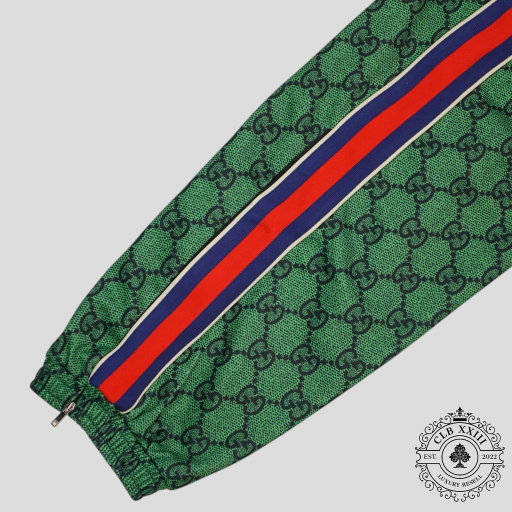 Gucci GG Jacquard Track Pants in Green/Navy Blue warm-up Large men's unisex