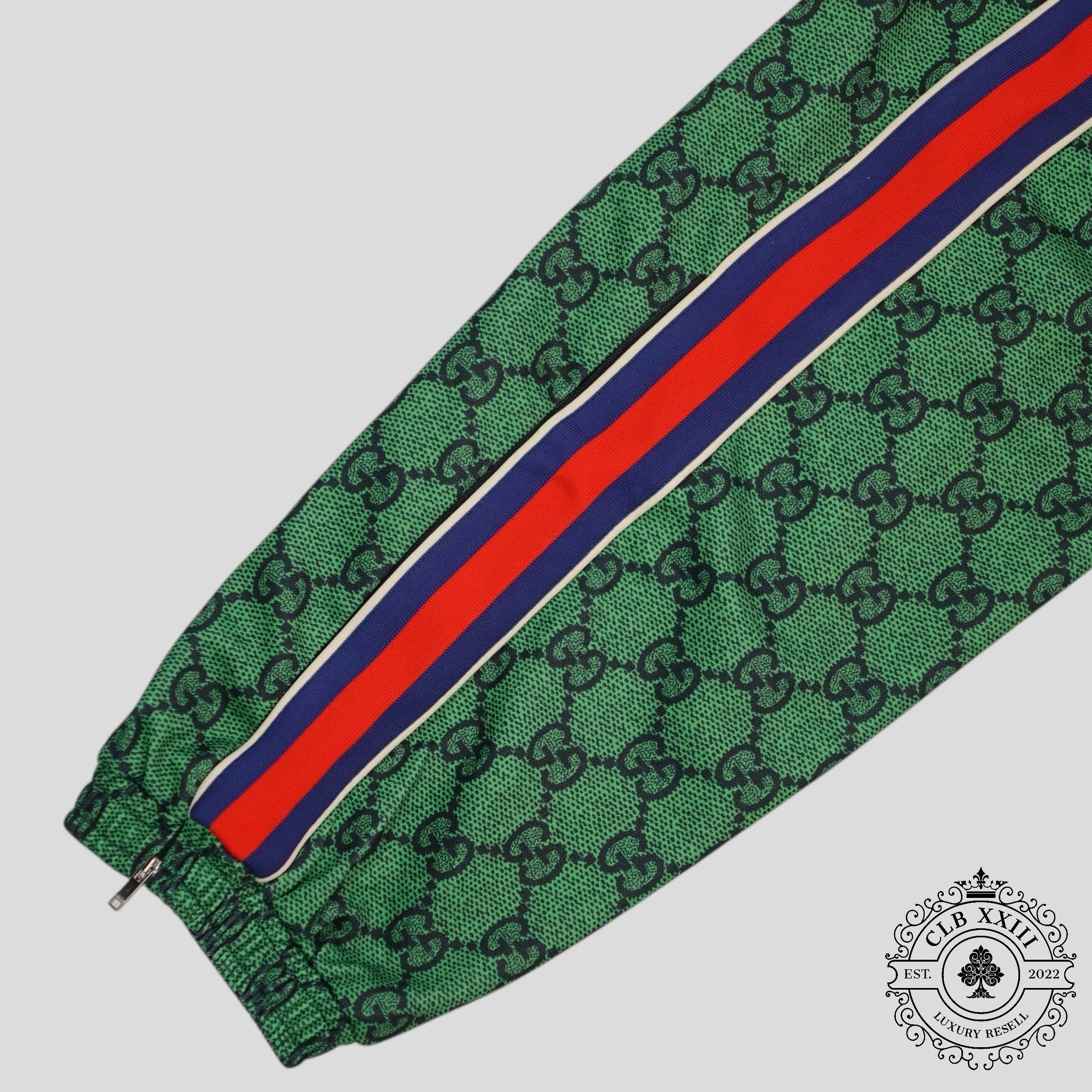 Gucci GG Jacquard Track Pants in Green/Navy Blue warm-up Large men's unisex