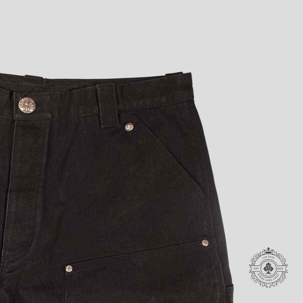 Chrome Hearts 13 Cross Patch Carpenter Shorts in Black cotton & leather 38
