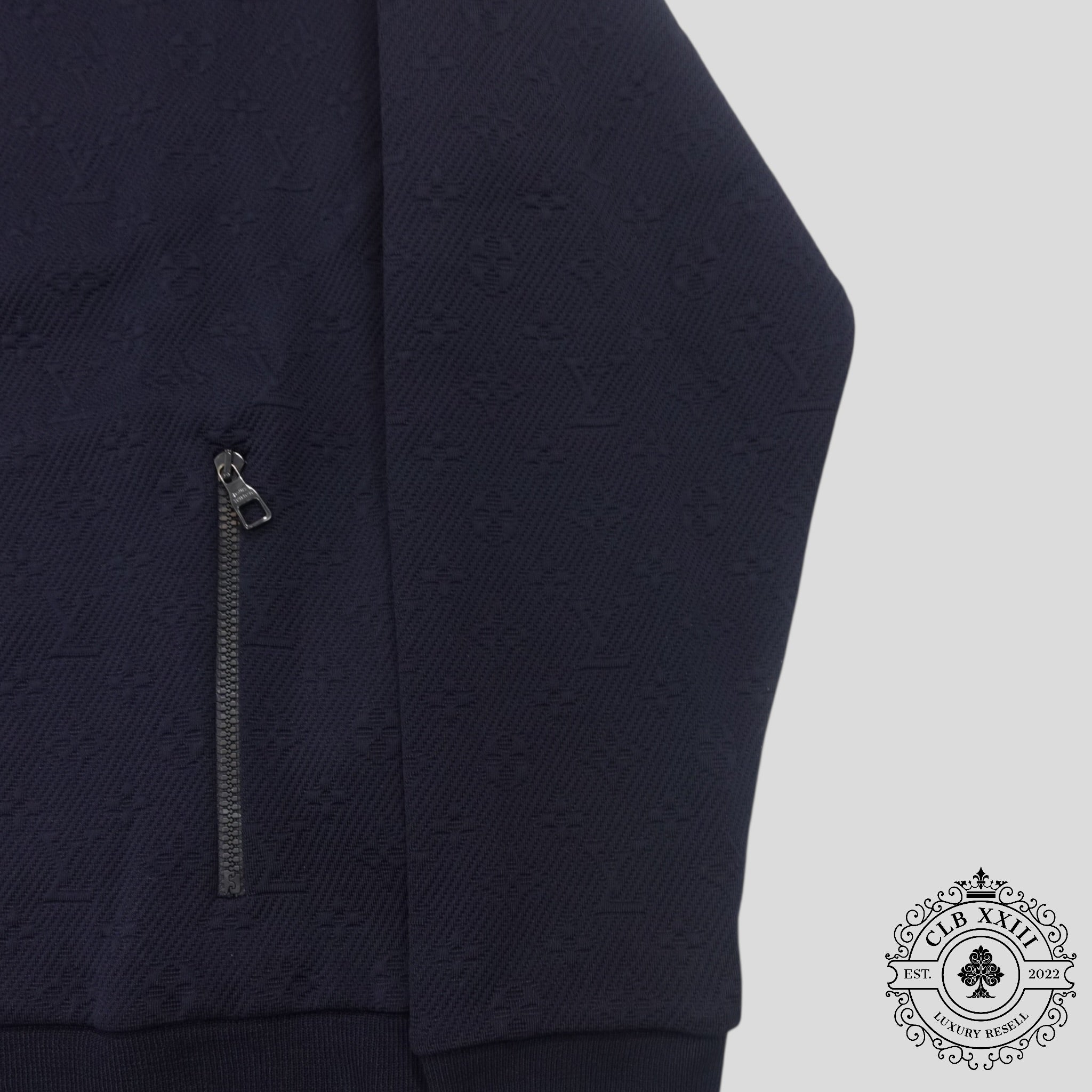 Louis Vuitton Monogram Embroidered Jacket in Navy Blue Coat men's XL extra large