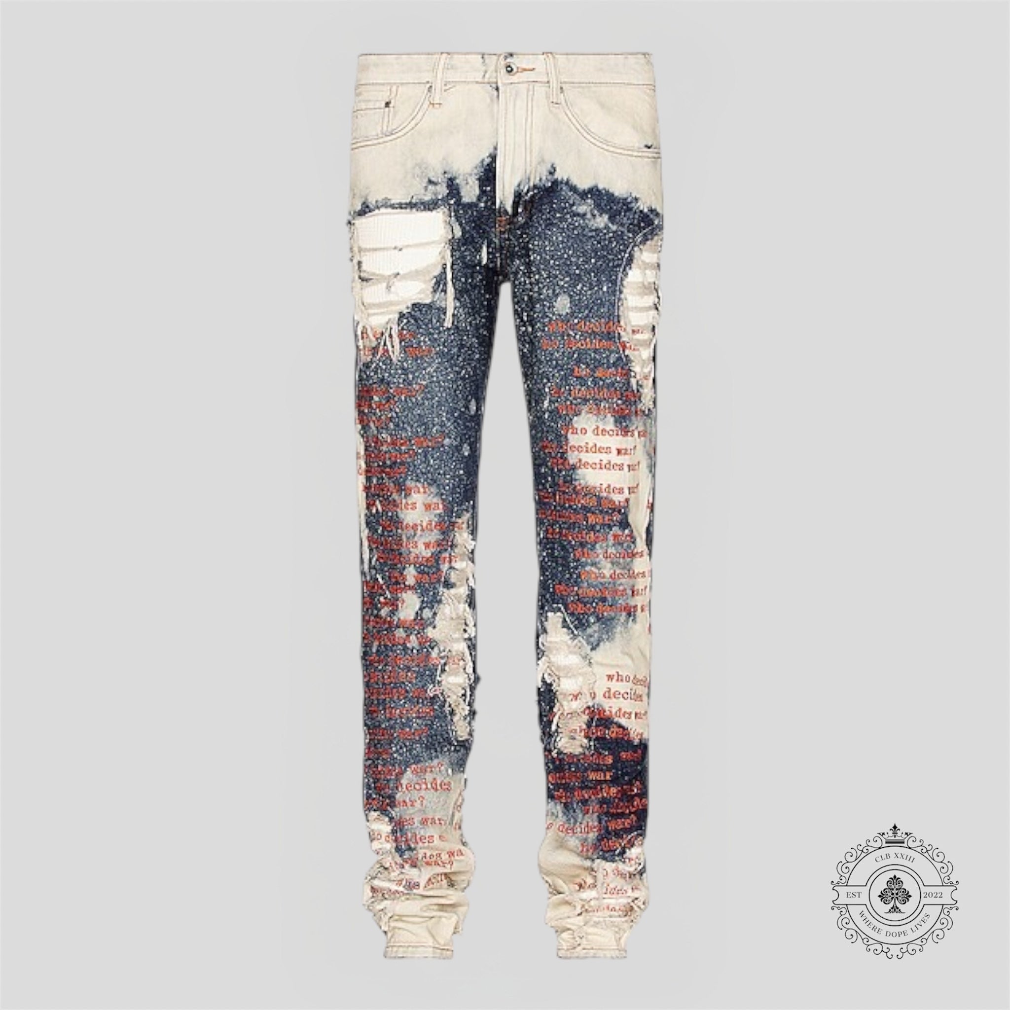 Who Decides War Bleached Scripture Denim blue white Men's