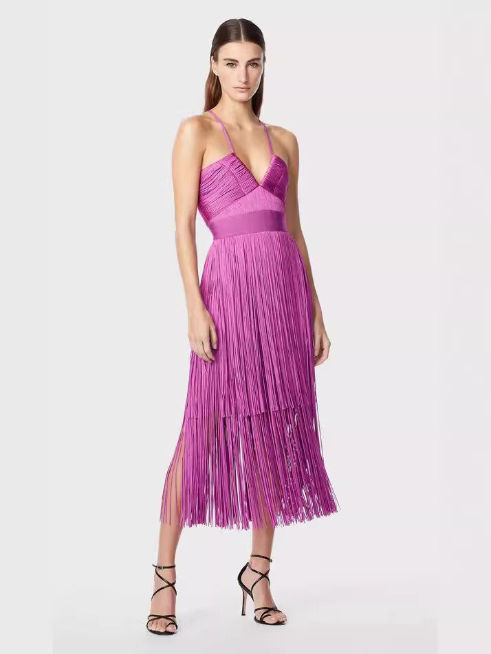 Fringe Bandage Dress With Suspender Straps For Women, Tribeca, BYMANYC New York.