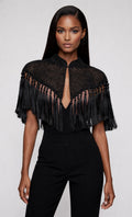 Noir Tassel Cape Black beaded dressy formal