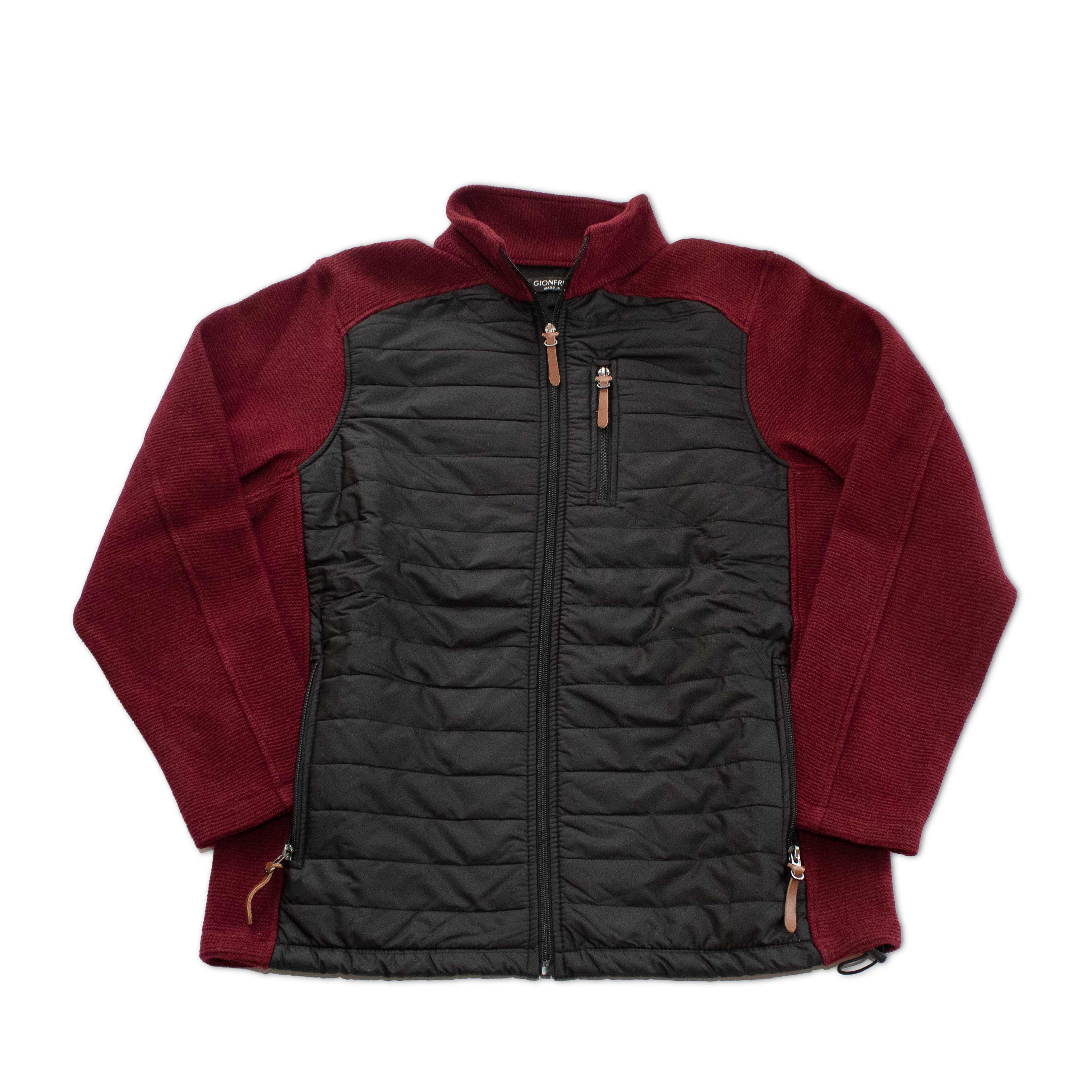 Windstopper Quilted Jacket - Bordeaux & Black Italy Gionfriddo Men's Wool Windproof