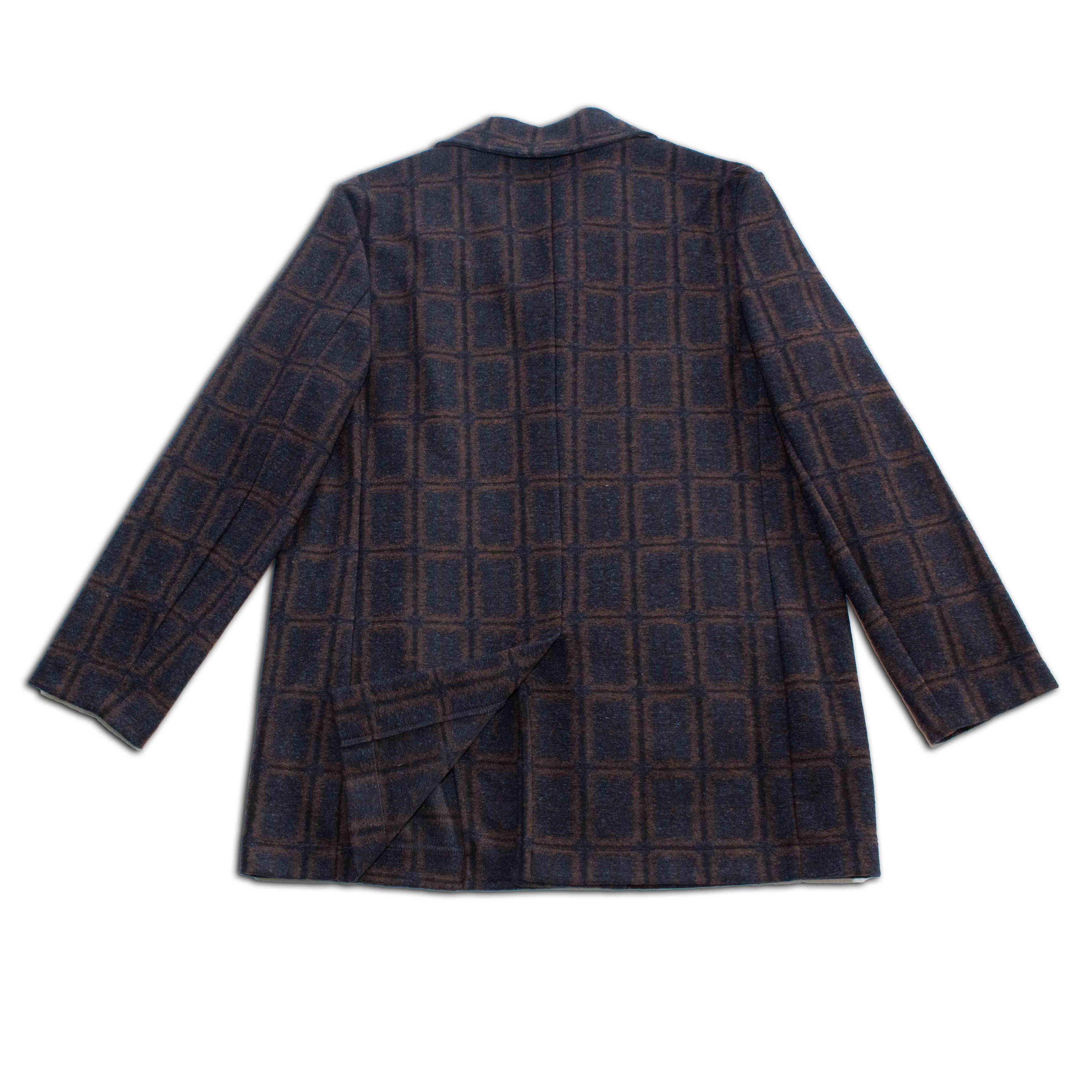 Navy Russet Windowpane Wool Car Coat Men's GionfriddoJacket Italy