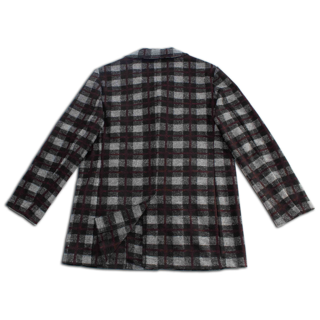 Midnight Burgundy Buffalo Check Wool Coat Gionfriddo men's Italy Gray