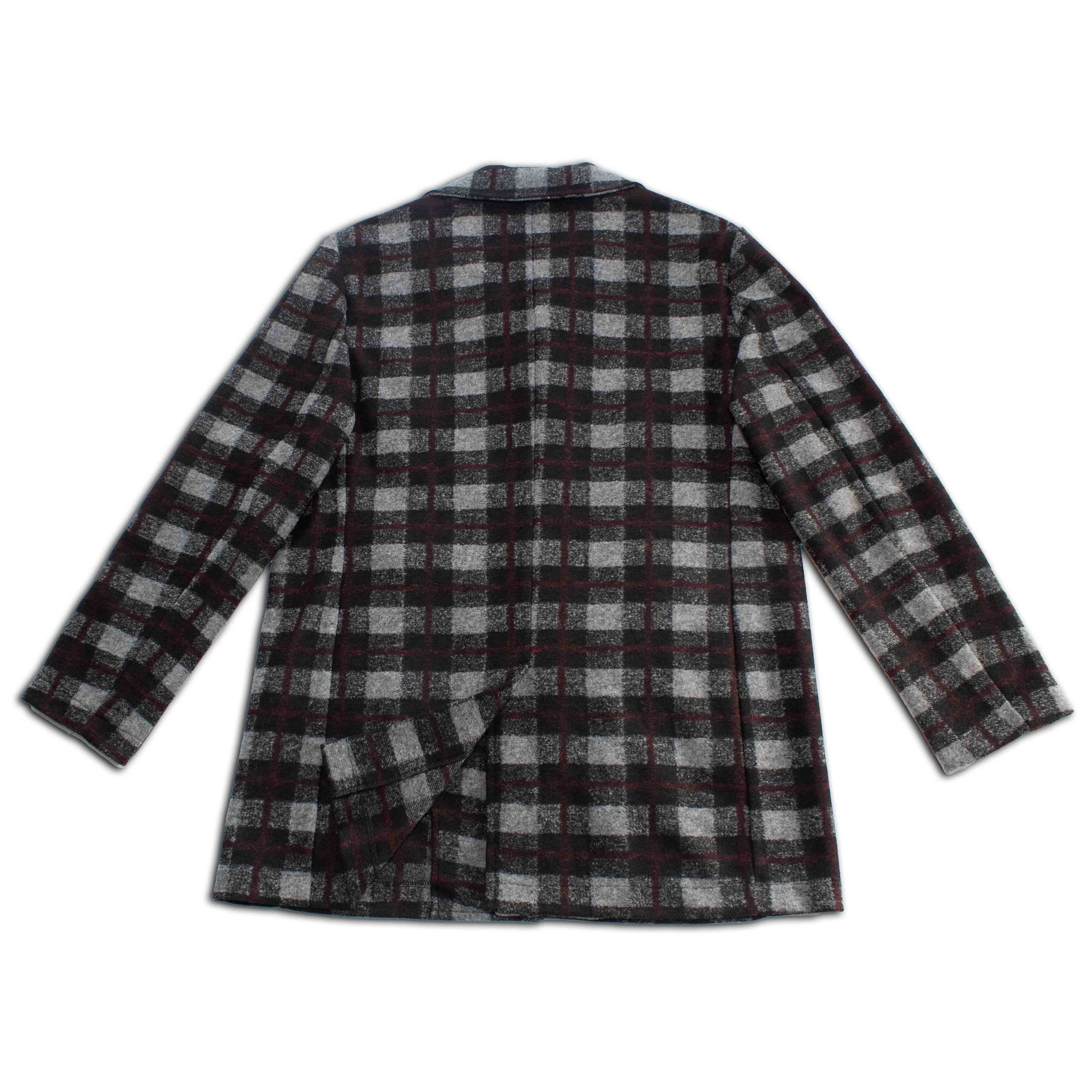 Midnight Burgundy Buffalo Check Wool Coat Gionfriddo men's Italy Gray
