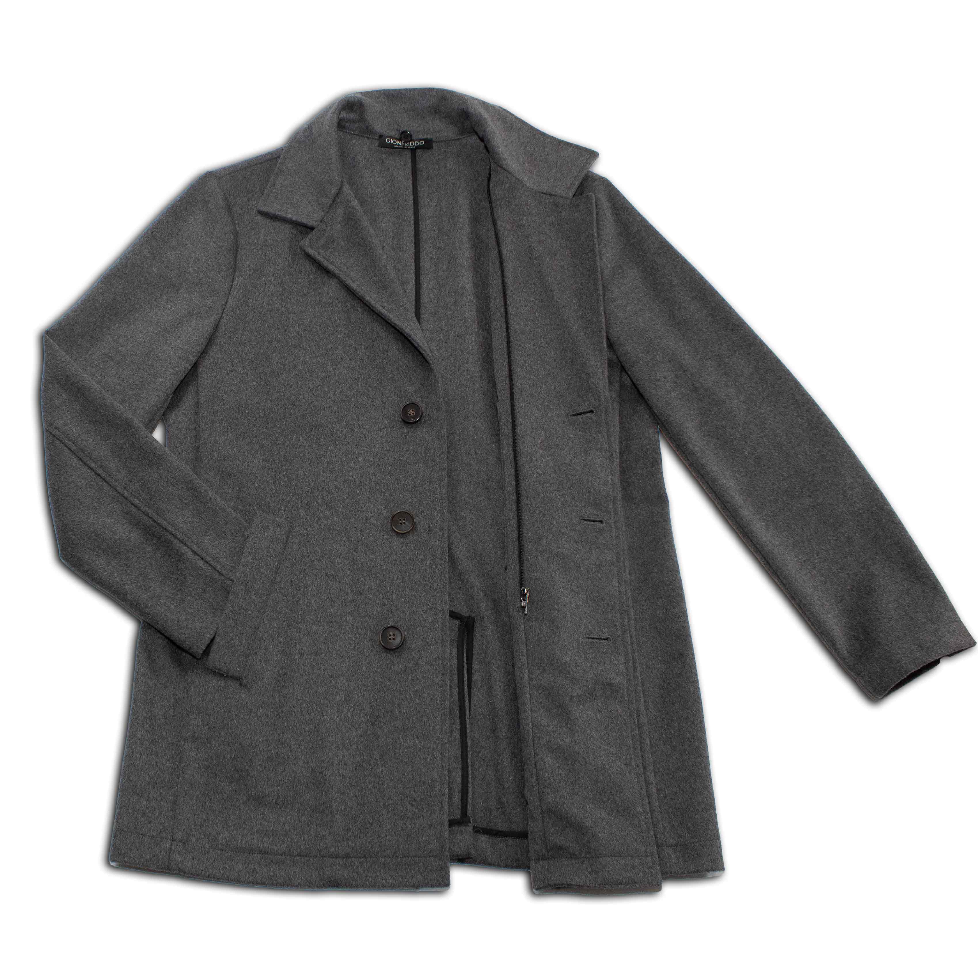 Metropolitan Dual-Layer Wool Car Coat - Grey Gionfriddo Italy Men's Cashmere Wool