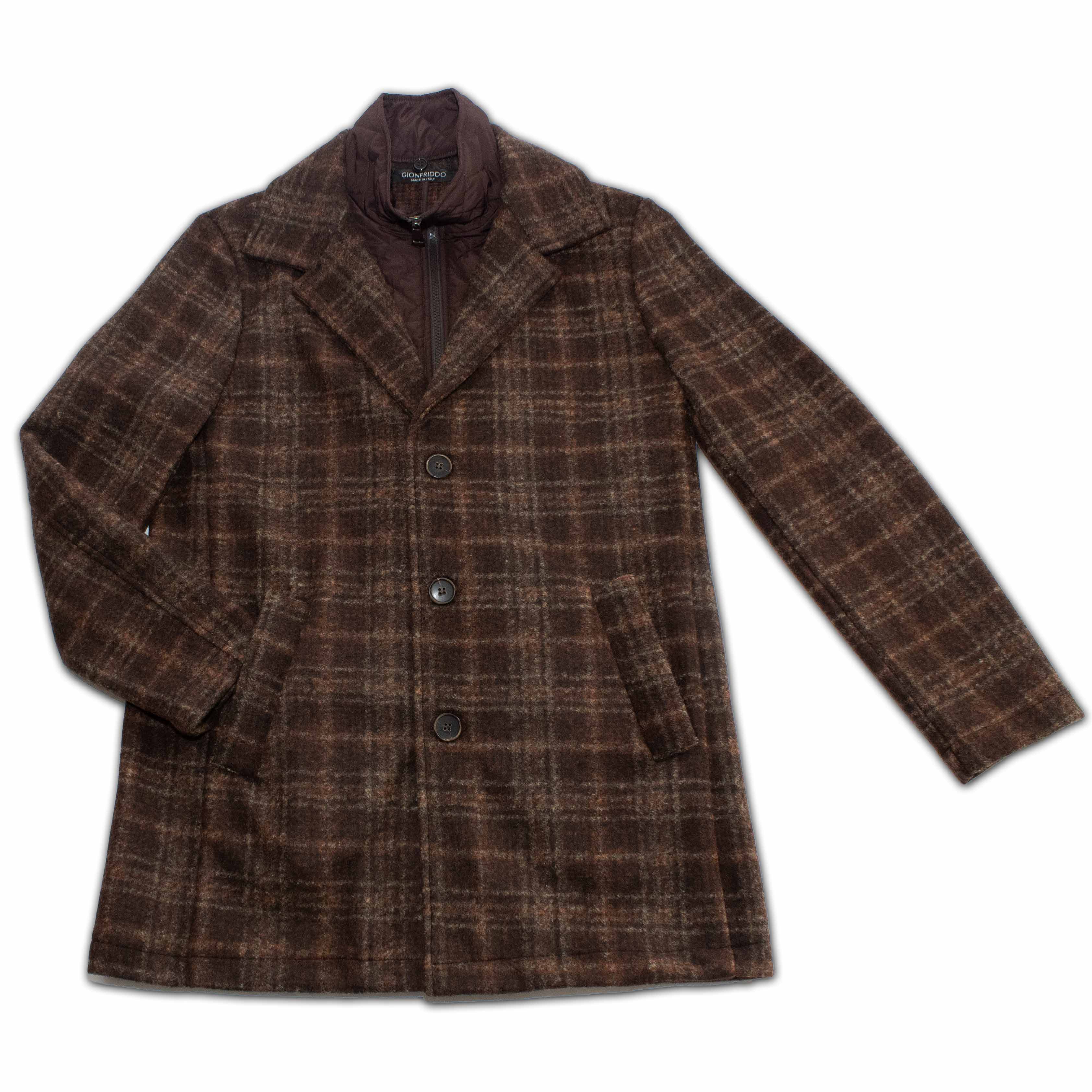 Metropolitan Dual-Layer Wool Car Coat -Chestnut Men's Italy Gionfriddo