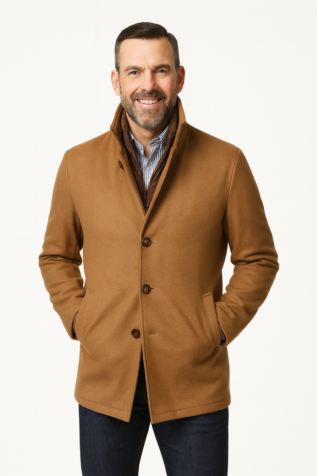 Wool-Blend Car Coat - CAMEL Italy Men's GIONFRIDDO luxury jacket