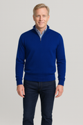 Merino Wool Quarter-Zip Sweater in Admiral Blue Gionfriddo Italy Men's
