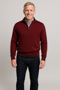 Merino Wool Quarter-Zip Sweater in Wine Men's Italy Gionfriddo