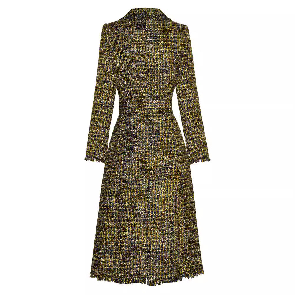 Golden Plaid Trench Coat, Upper East Side | Women - BYMANYC ® New York long