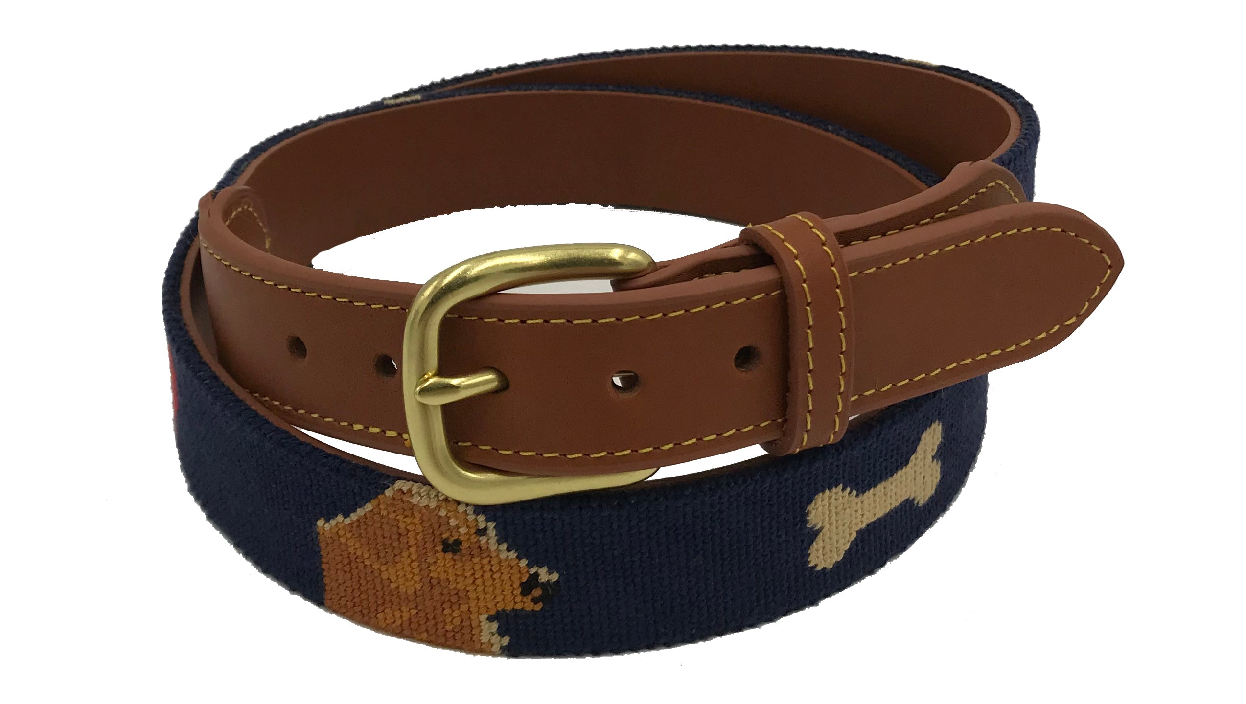 Charleston Belt Golden Retriever Dog Hand-stitched Needlepoint Belt - Kids