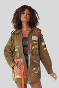 Graffiti Print Utility Jacket -81783 coat trendy boutique ladies