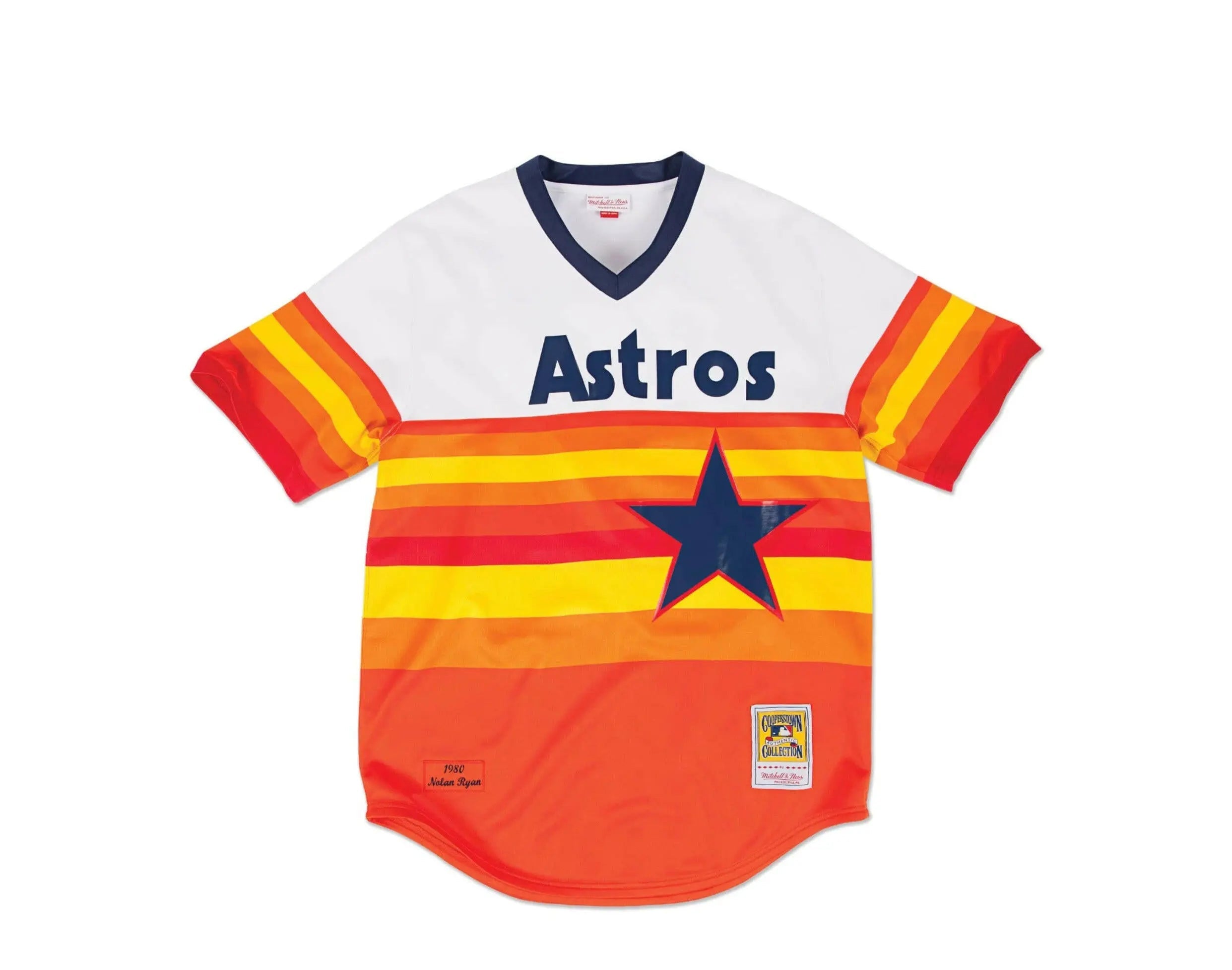 Mitchell & Ness Authentic Houston Astros Home 1980 Nolan Ryan Men Jersey White/Orange/Navy