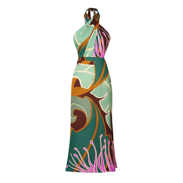 Halter One-Piece Swimsuit and Skirt set For Women, Tribeca, BYMANYC New York