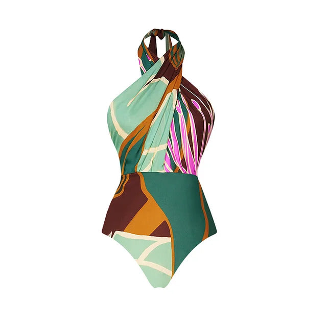 Halter One-Piece Swimsuit and Skirt set For Women, Tribeca, BYMANYC New York