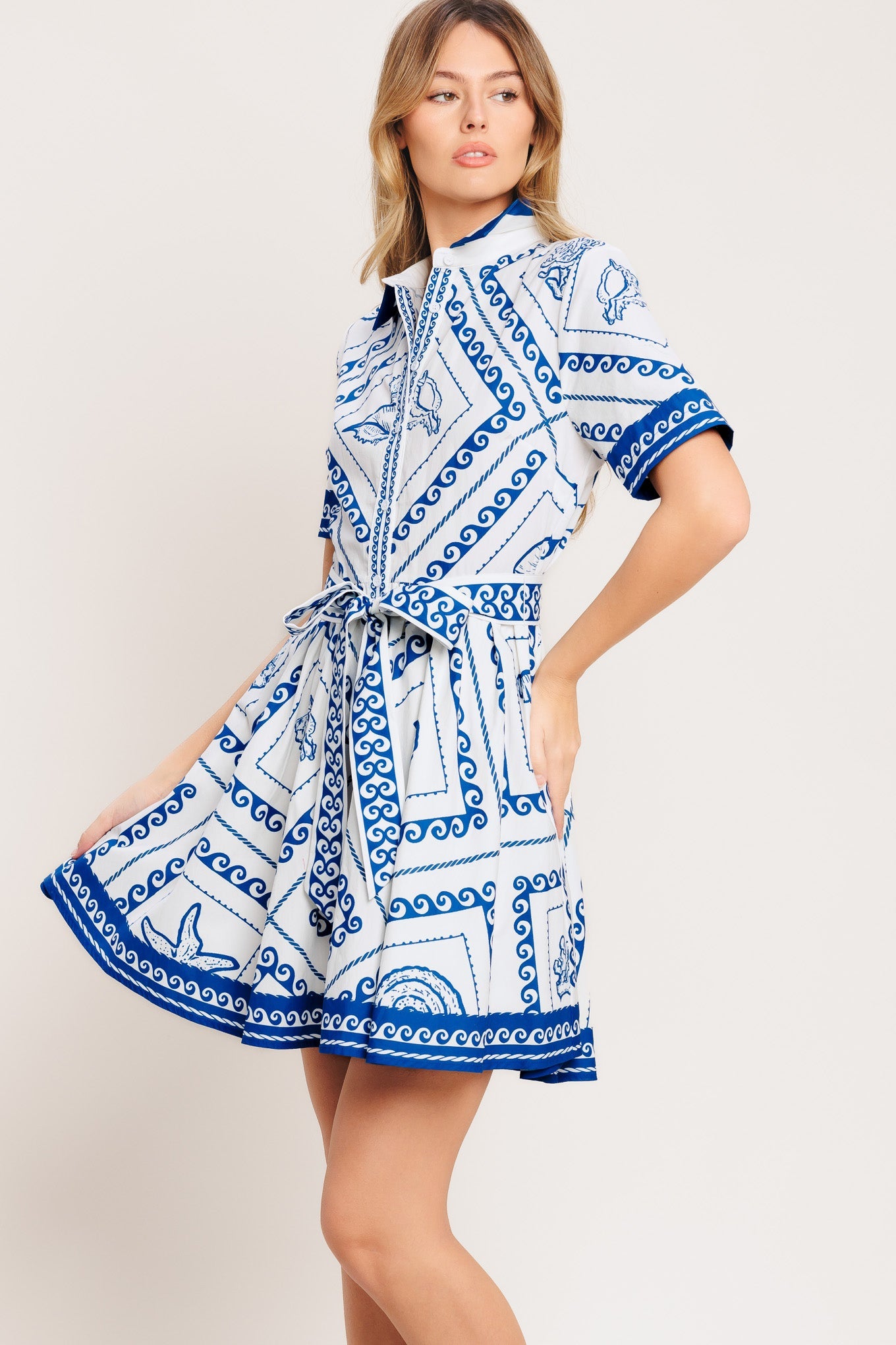 ISLAND POLISH WOVEN MINI DRESS Flying Tomato Blue Resort