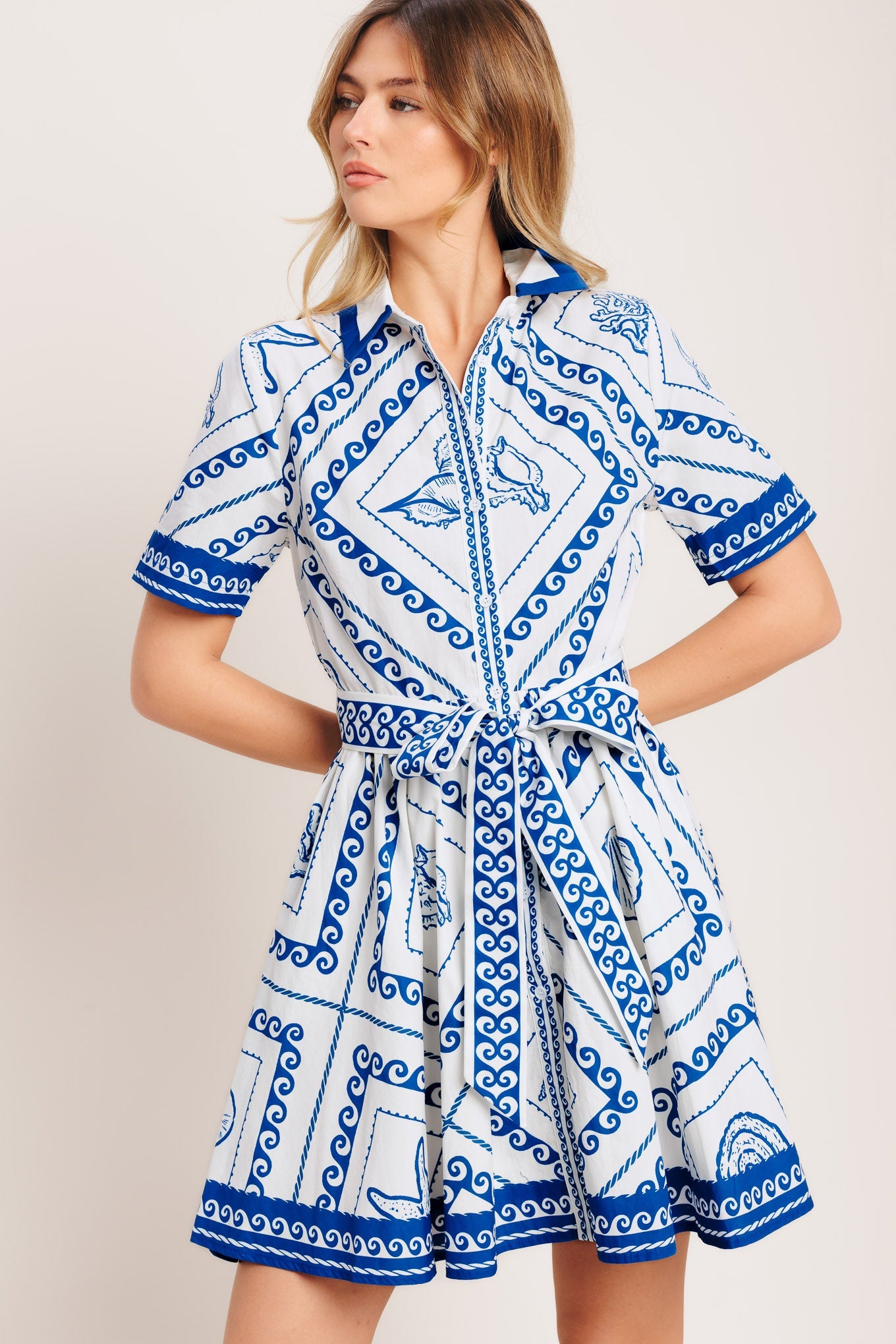 ISLAND POLISH WOVEN MINI DRESS Flying Tomato Blue Resort