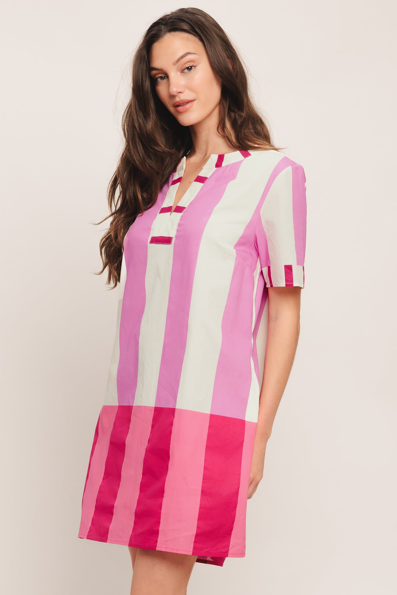 FRESH PINK WOVEN MINI DRESS Flying Tomato Pink Casual Summer