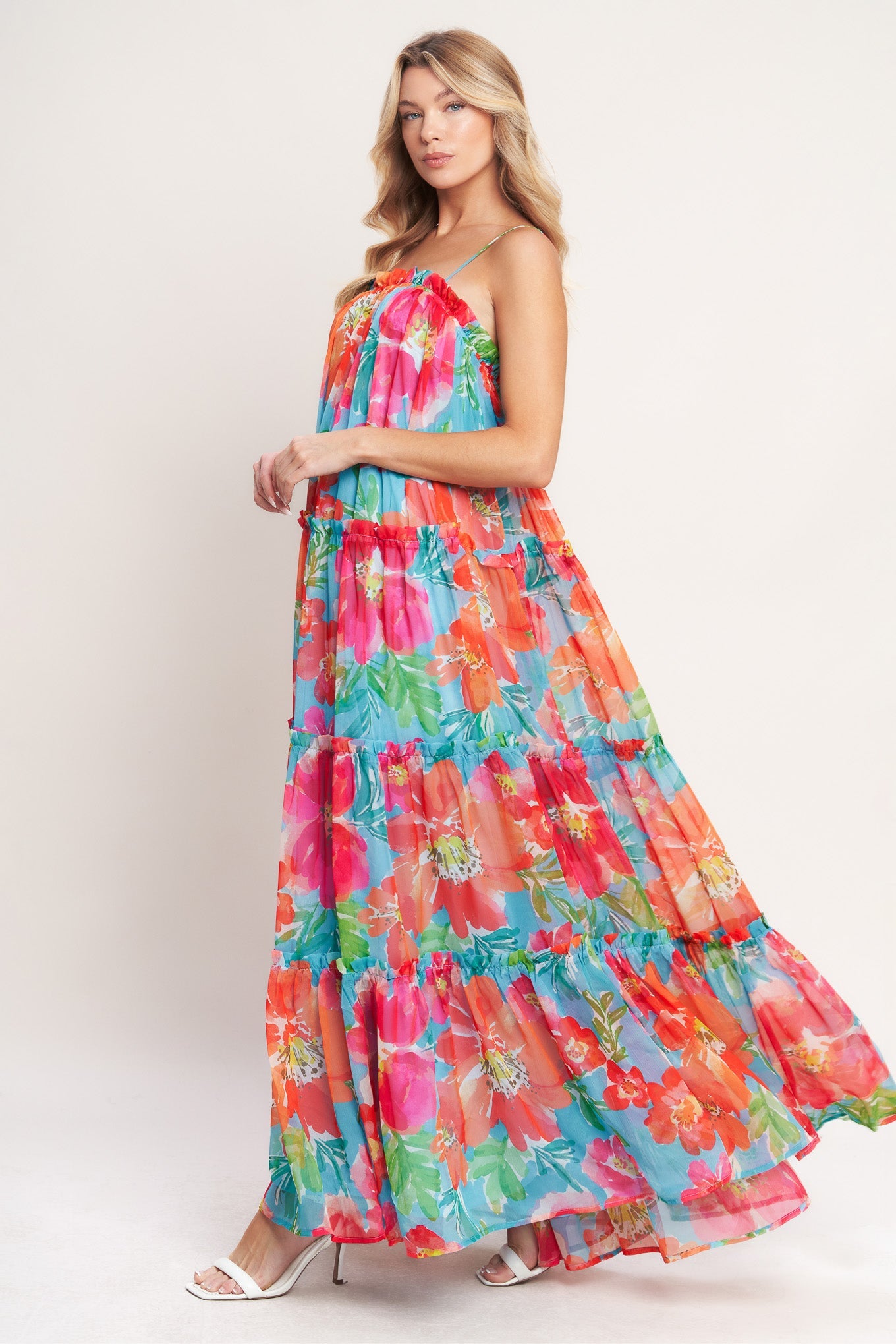 TROPICAL DAYDREAM WOVEN MAXI DRESS Flying Tomato floral Resort Vacation