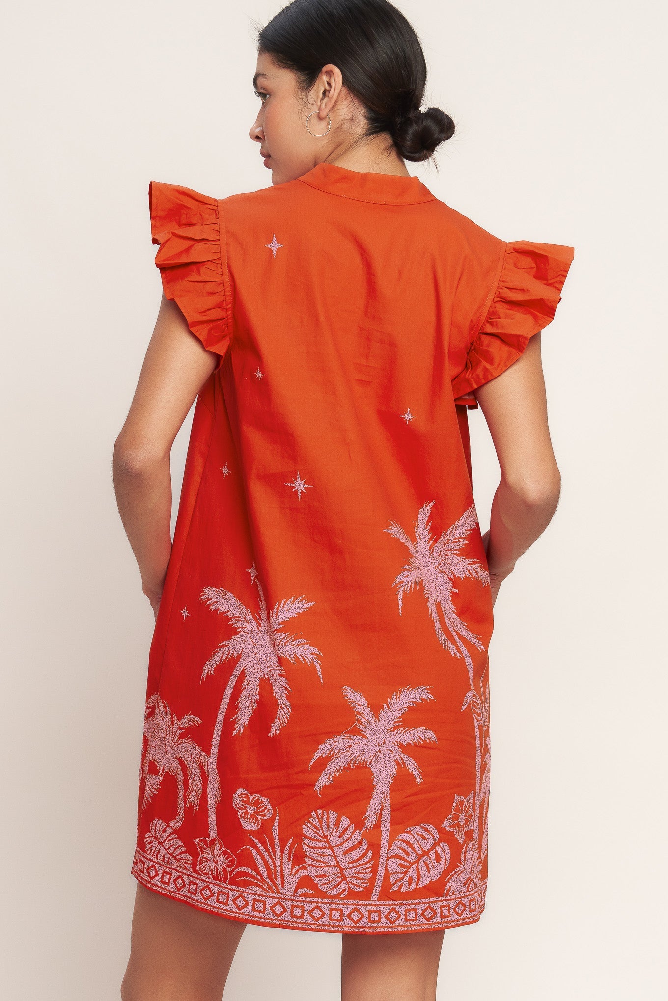 ISLAND STATE OF MIND WOVEN MINI DRESS Red Pink Tropical Flying Tomato Beach