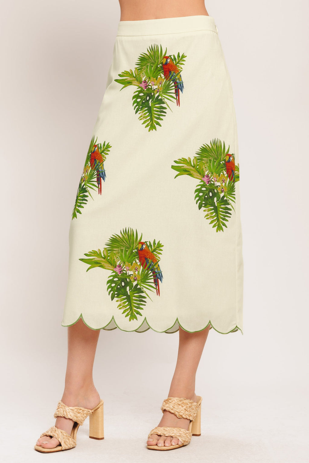 ISLAND ELEGANCE WOVEN MIDI SKIRT Parrot beach resort Flying Tomato