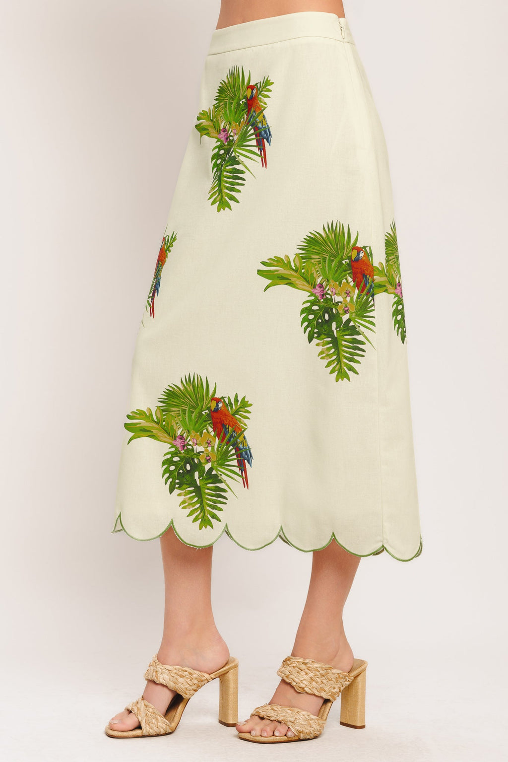 ISLAND ELEGANCE WOVEN MIDI SKIRT Parrot beach resort Flying Tomato