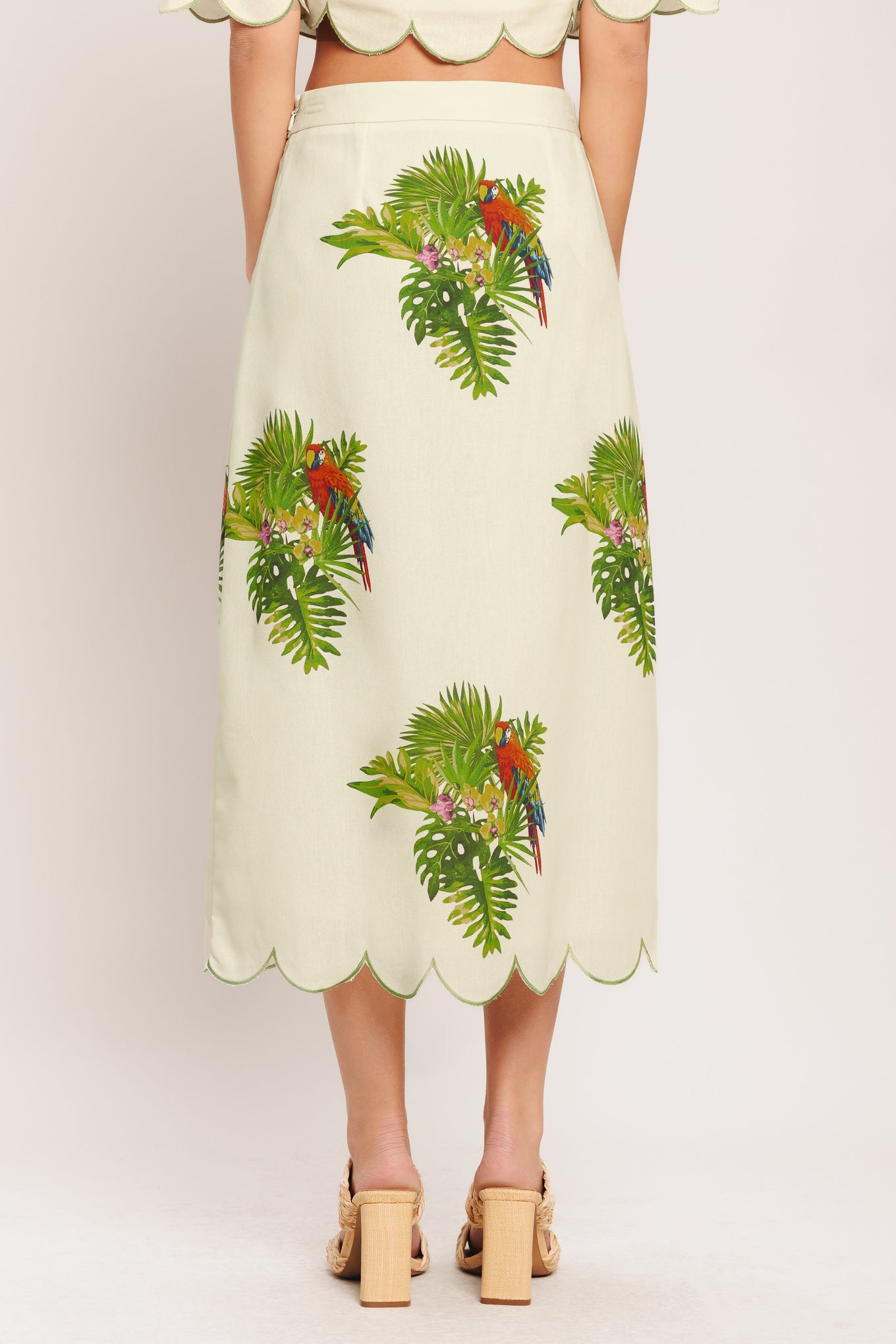 ISLAND ELEGANCE WOVEN MIDI SKIRT Parrot beach resort Flying Tomato