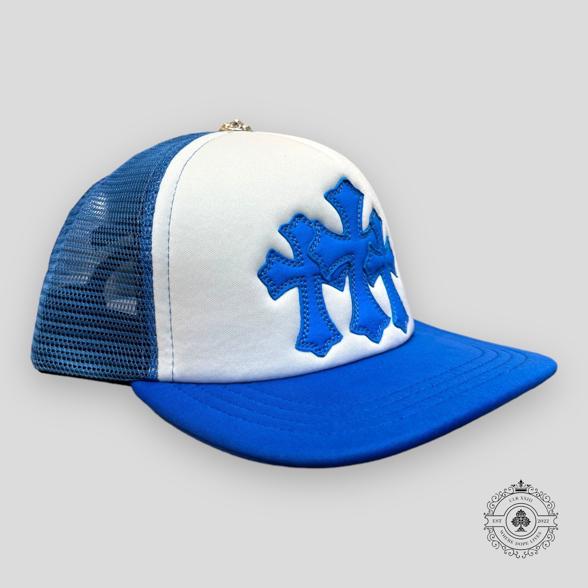 Chrome Hearts Miami Exclusive Trucker Hat in Blue cap unisex men's