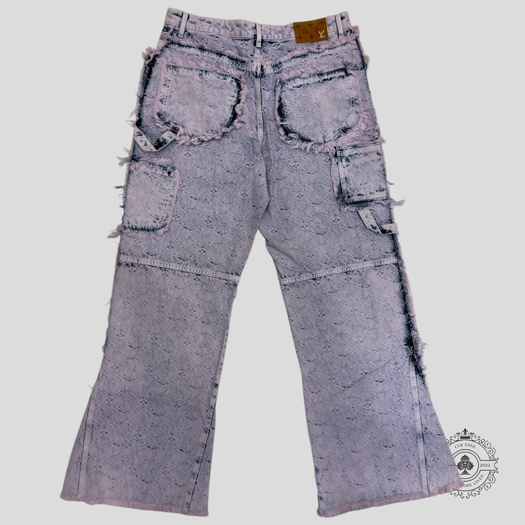 Louis Vuitton Frayed Monogram Double Knee Carpenter Pants jeans men's unisex 34