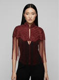 Bordeaux beaded maroon Fringe Cape dressy cocktail party formal