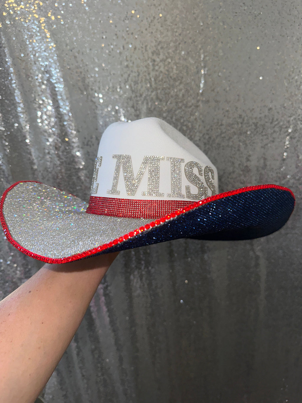 Ole Miss Rebels Rhinestone Cowboy Hat Bling Mississippi crystals custom