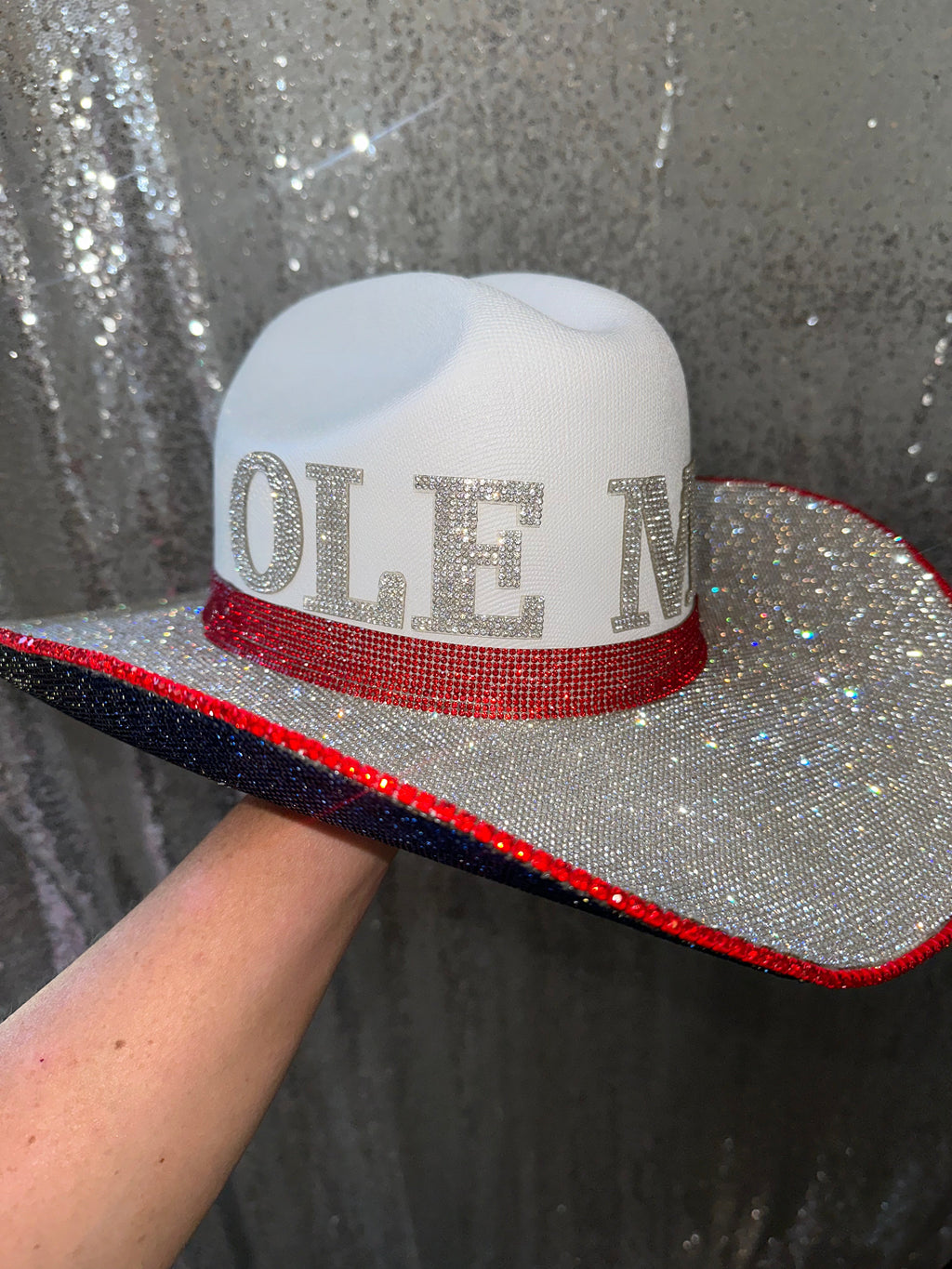 Ole Miss Rebels Rhinestone Cowboy Hat Bling Mississippi crystals custom