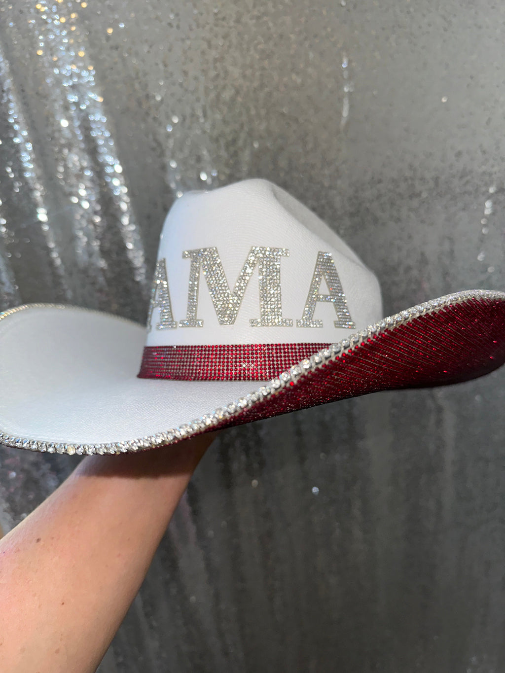 ALABAMA Crimson Tide Cowboy Hat Rhinestone Crystals Bling Custom