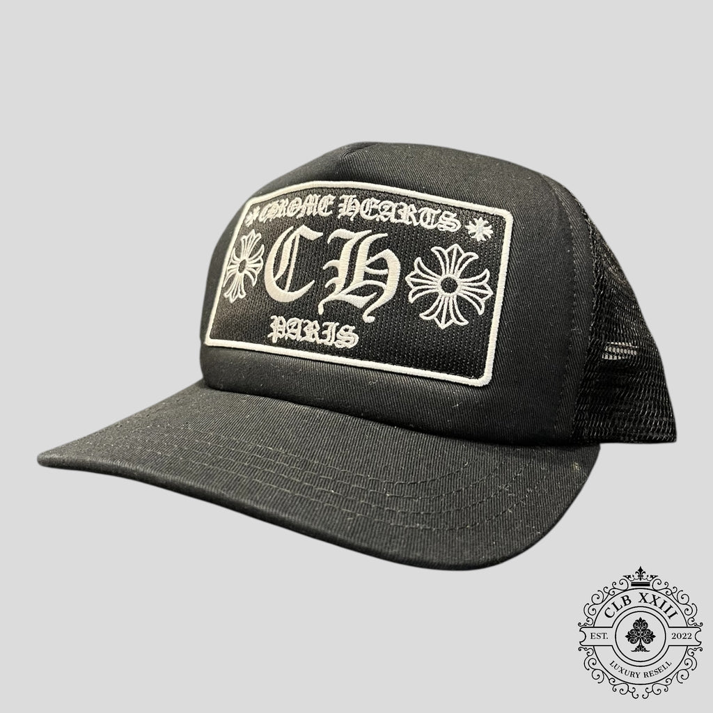 Chrome Hearts Paris Exclusive Trucker Cap in Black hat men's unisex