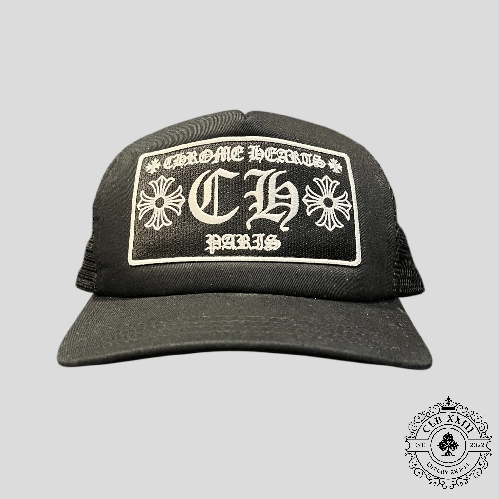 Chrome Hearts Paris Exclusive Trucker Cap in Black hat men's unisex