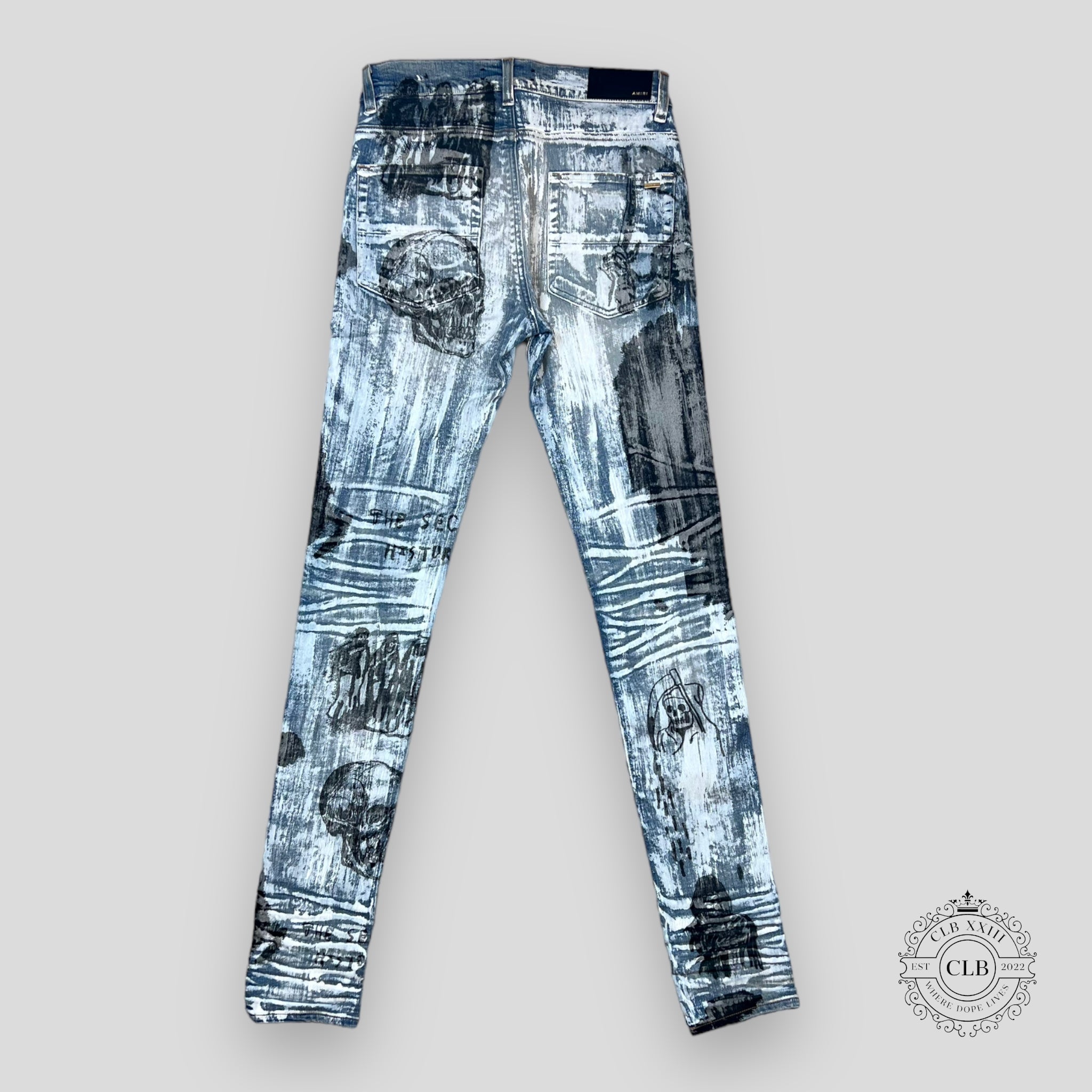 AMIRI WES LANG SKETCH Blue JEANS - PAINTED INDIGO denim men's unisex
