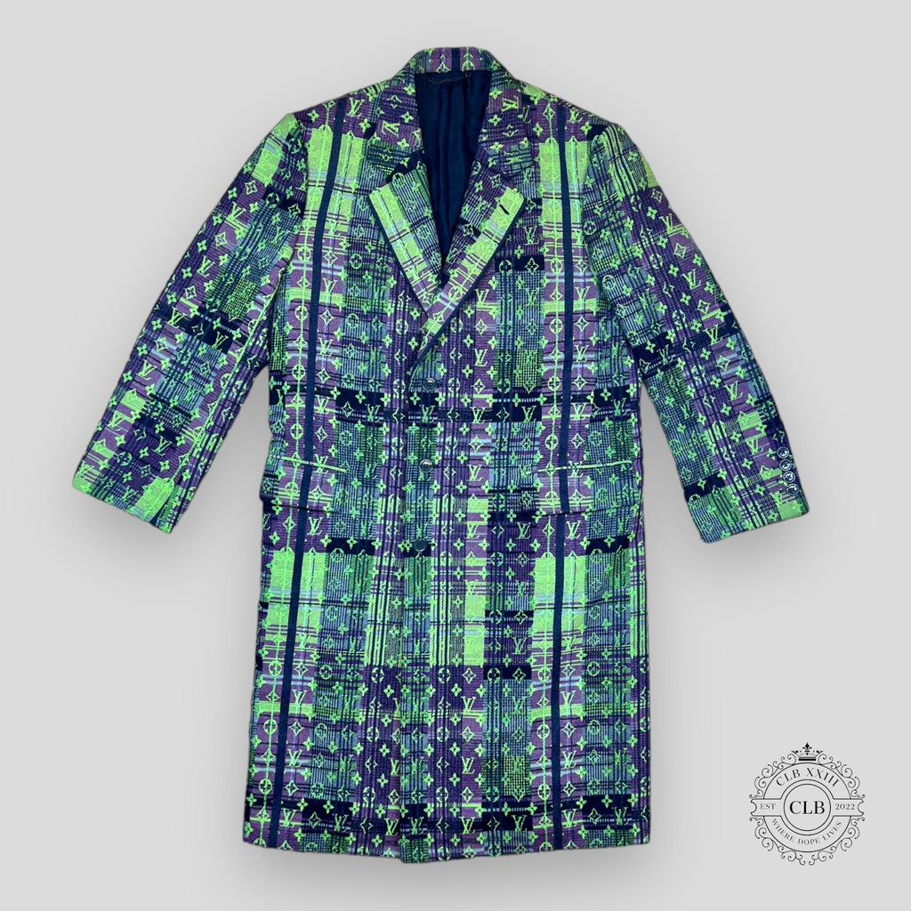 Louis Vuitton Multicolor Neon Check long Coat 50 men's unisex
