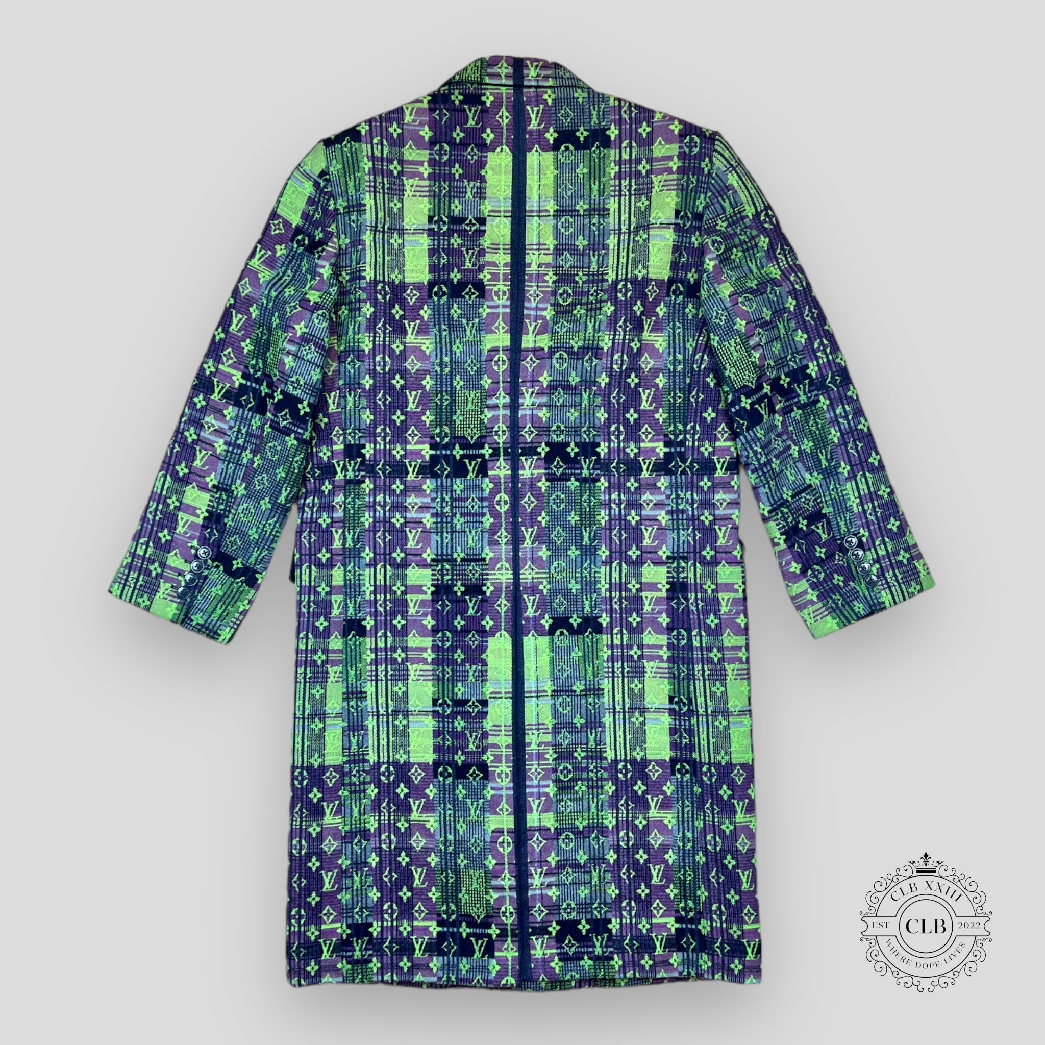 Louis Vuitton Multicolor Neon Check long Coat 50 men's unisex