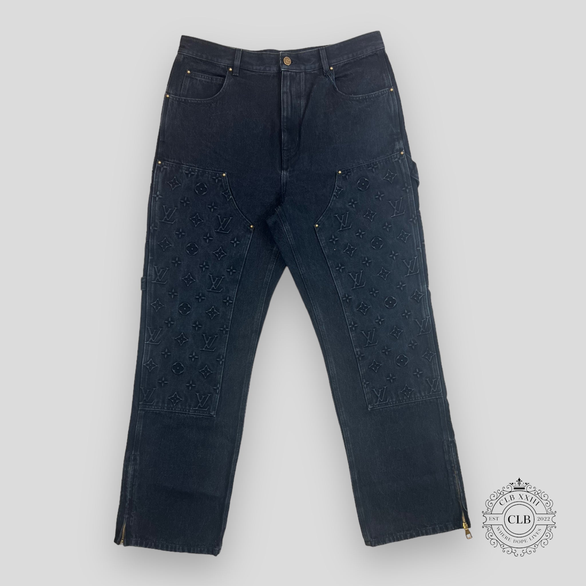 Louis Vuitton Monogram Workwear Denim Carpenter Pants jeans in Black 34 men's