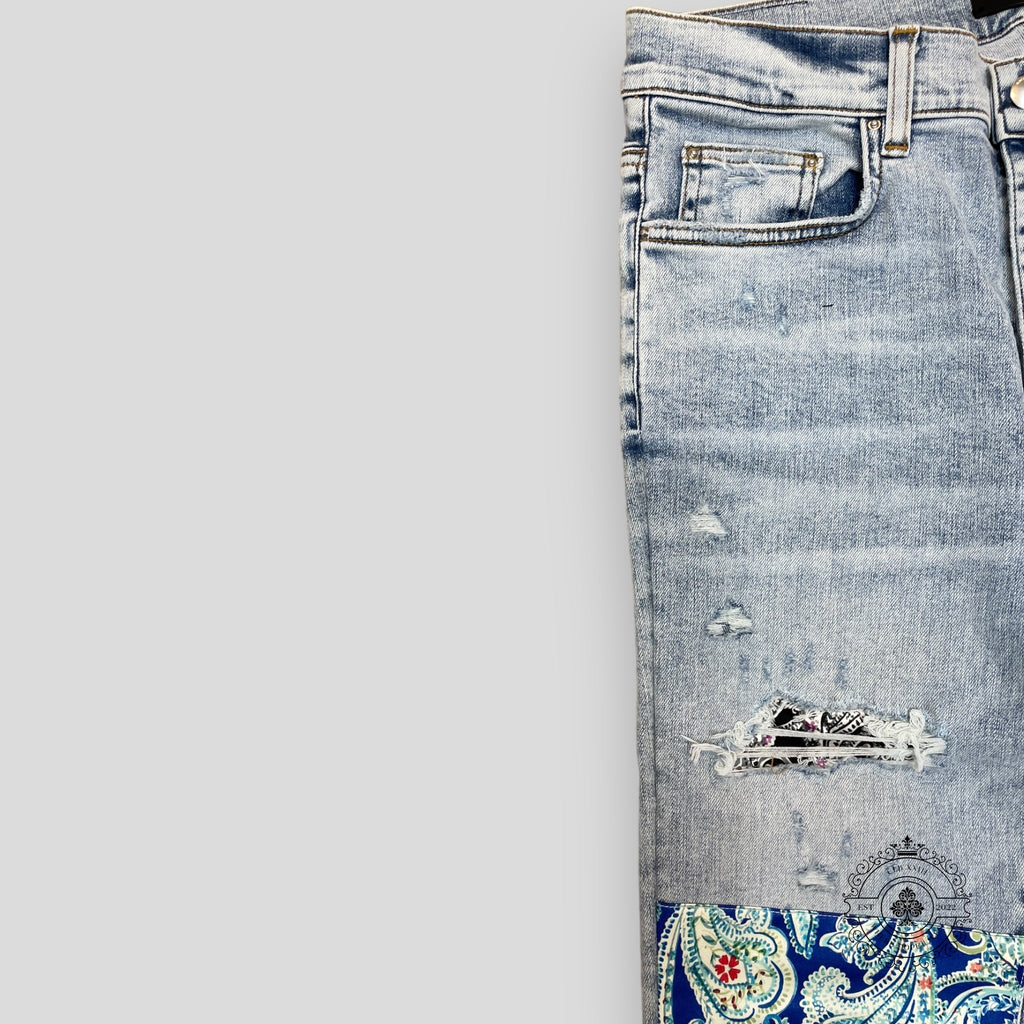 Amiri Pajama Art Patch blue Jeans in Light Vintage men's unisex