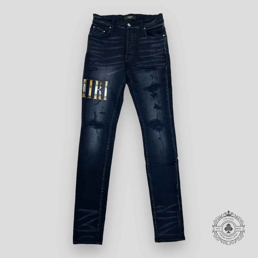Amiri Flannel Core Logo Jeans in Aged Black men's unisex