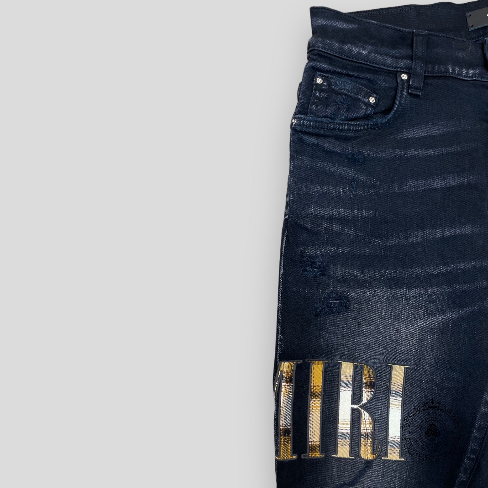 Amiri Flannel Core Logo Jeans in Aged Black men's unisex