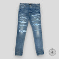 Amiri Tie Dye Bandana Thrasher Jeans in Clay Indigo men's unisex