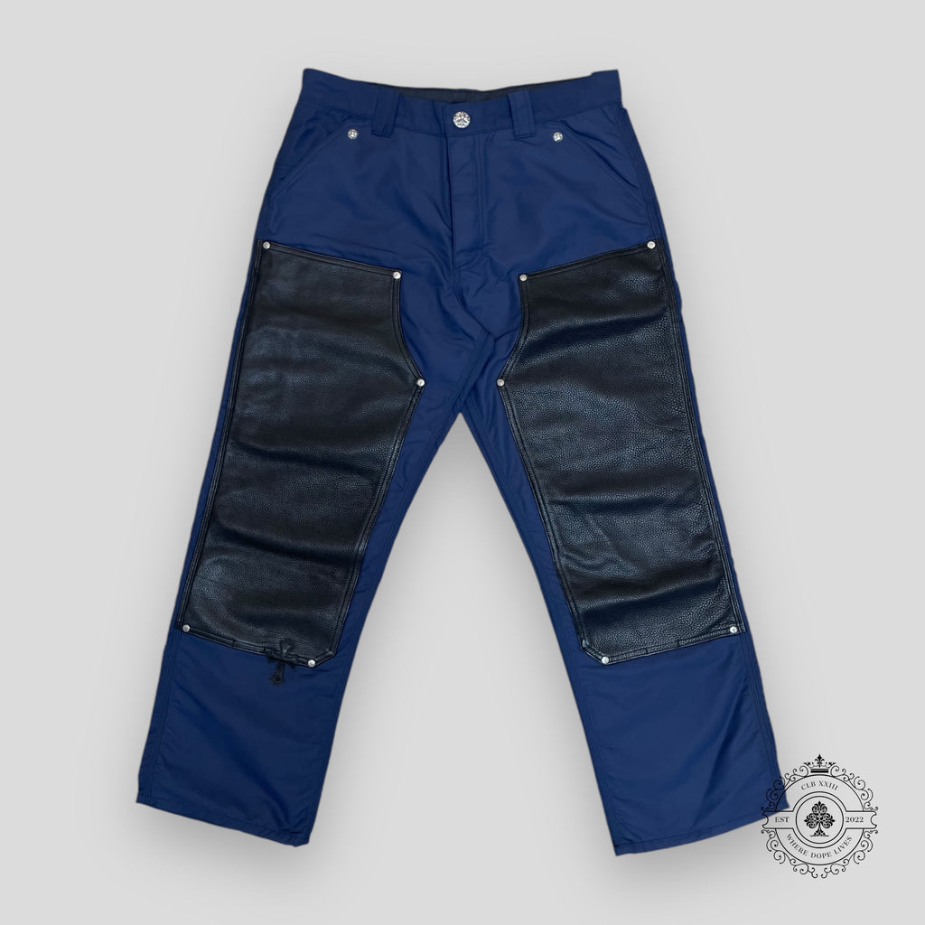 Chrome Hearts Leather Knee Carpenter Pants in Navy black men's unisex