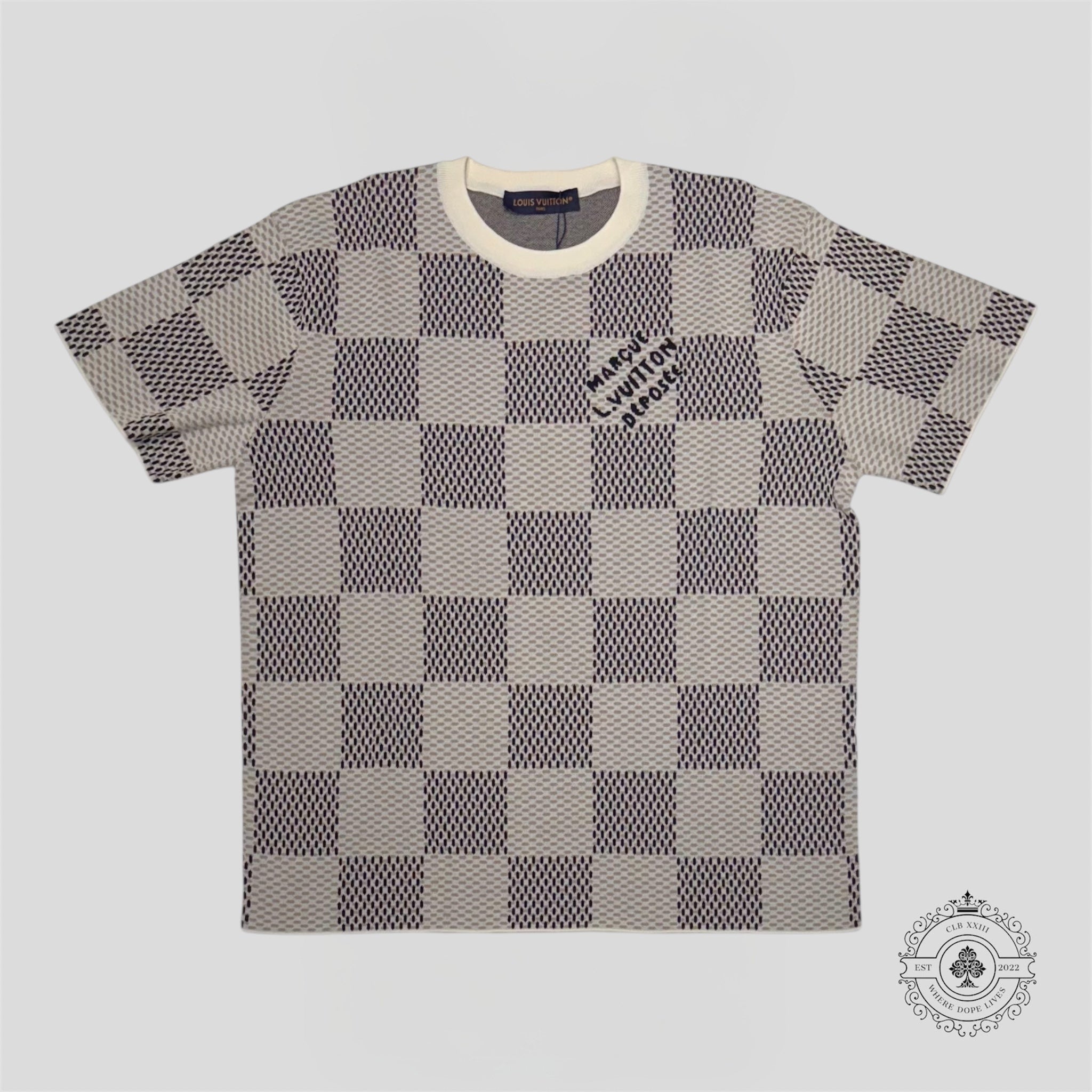 Louis Vuitton Damier Heritage Jacquard Short Sleeve Crewneck XL Men's tee shirt