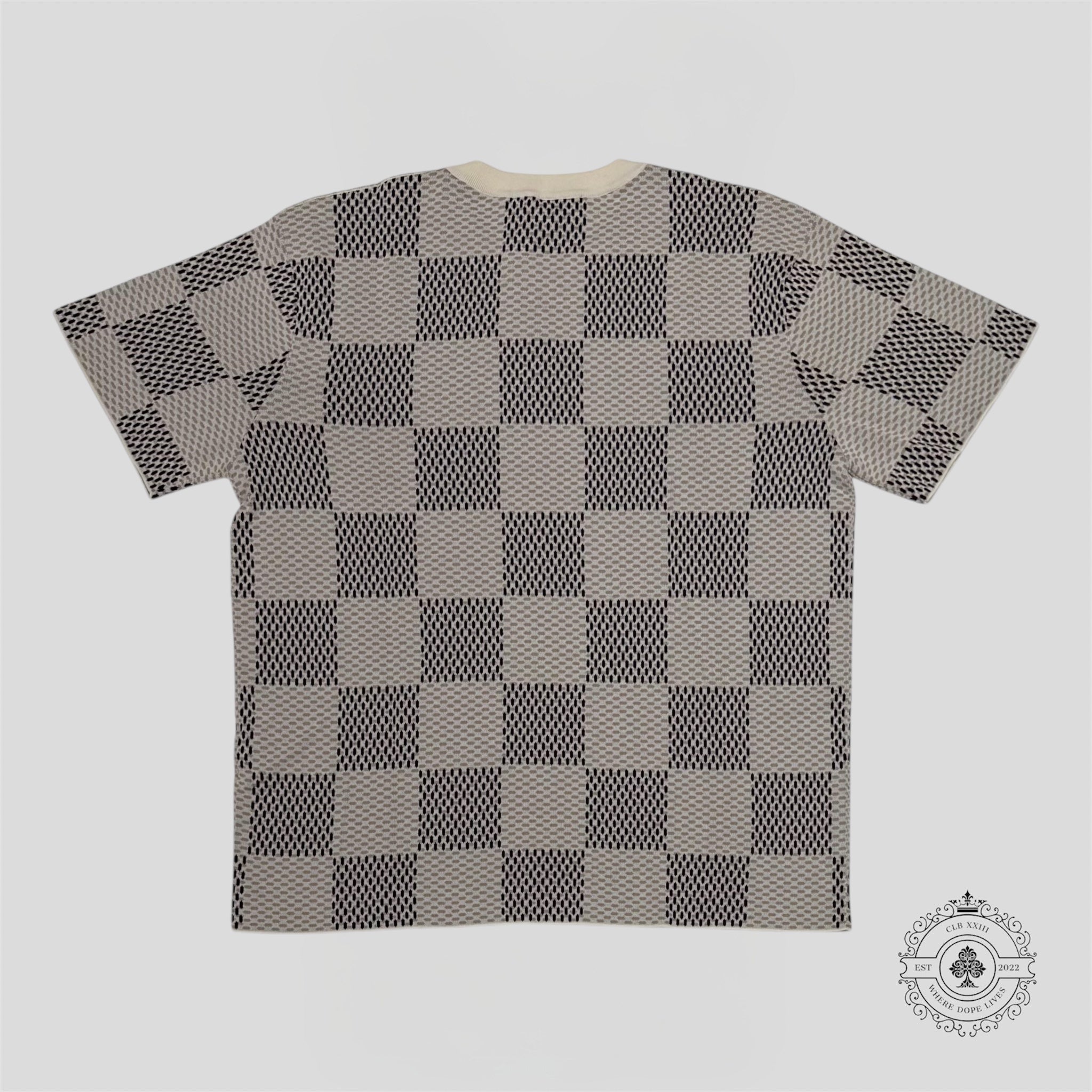 Louis Vuitton Damier Heritage Jacquard Short Sleeve Crewneck XL Men's tee shirt