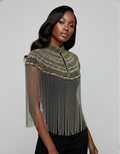 Metallic Horizon Cape Beaded Gold Silver Wrap Shawl Evening Luxury